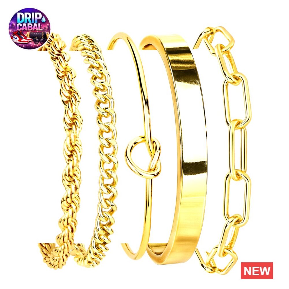 Sterling Silver Cuff Bangle Bracelet Set Chunky Cuban Link Chain Heart Infinity